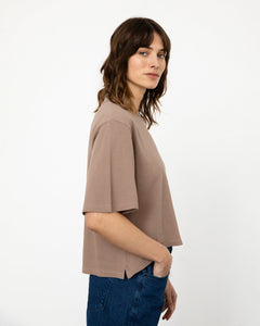 Cropped Waffle T-shirt Washed Brown