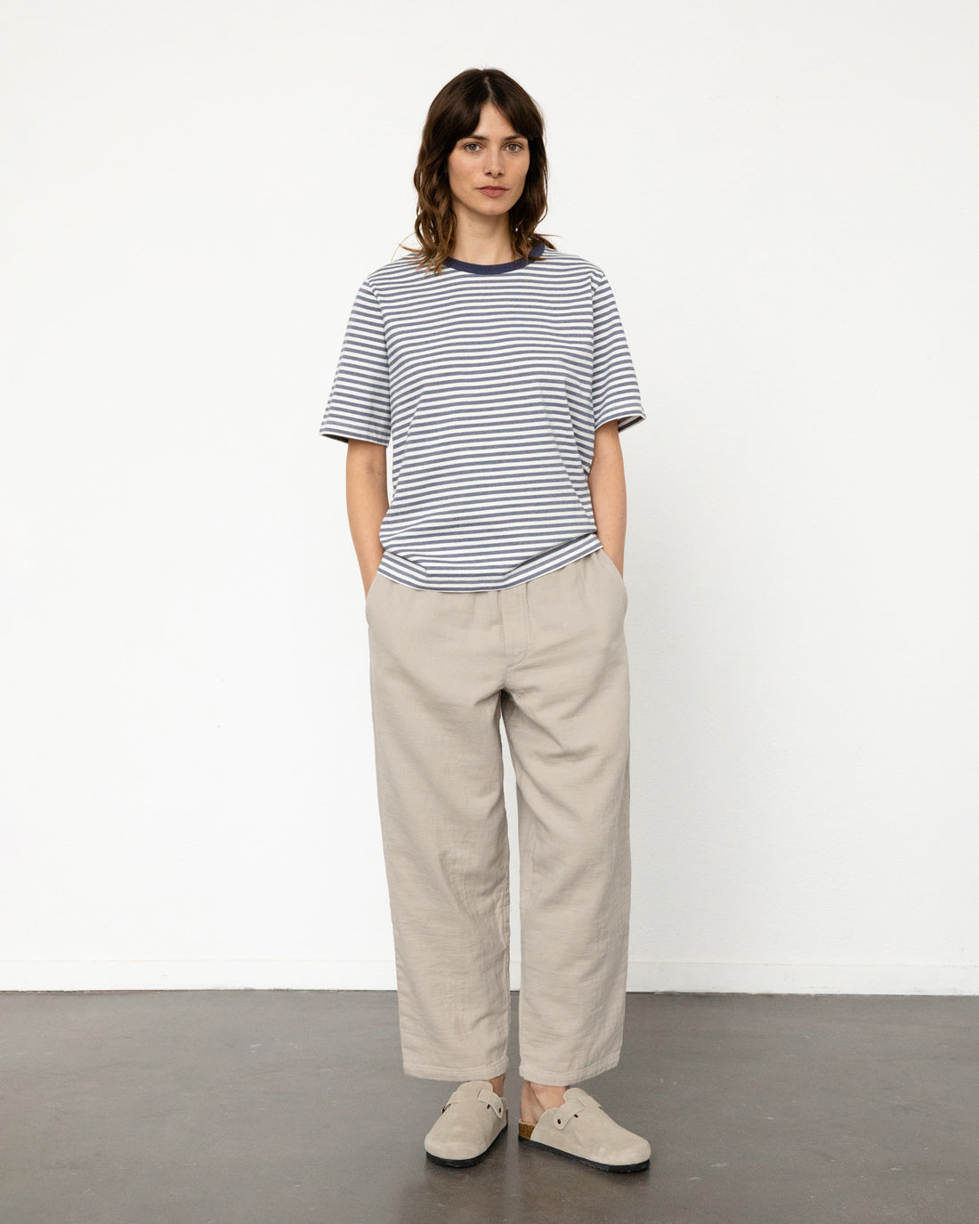 Unisex Striped T-shirt Navy/White