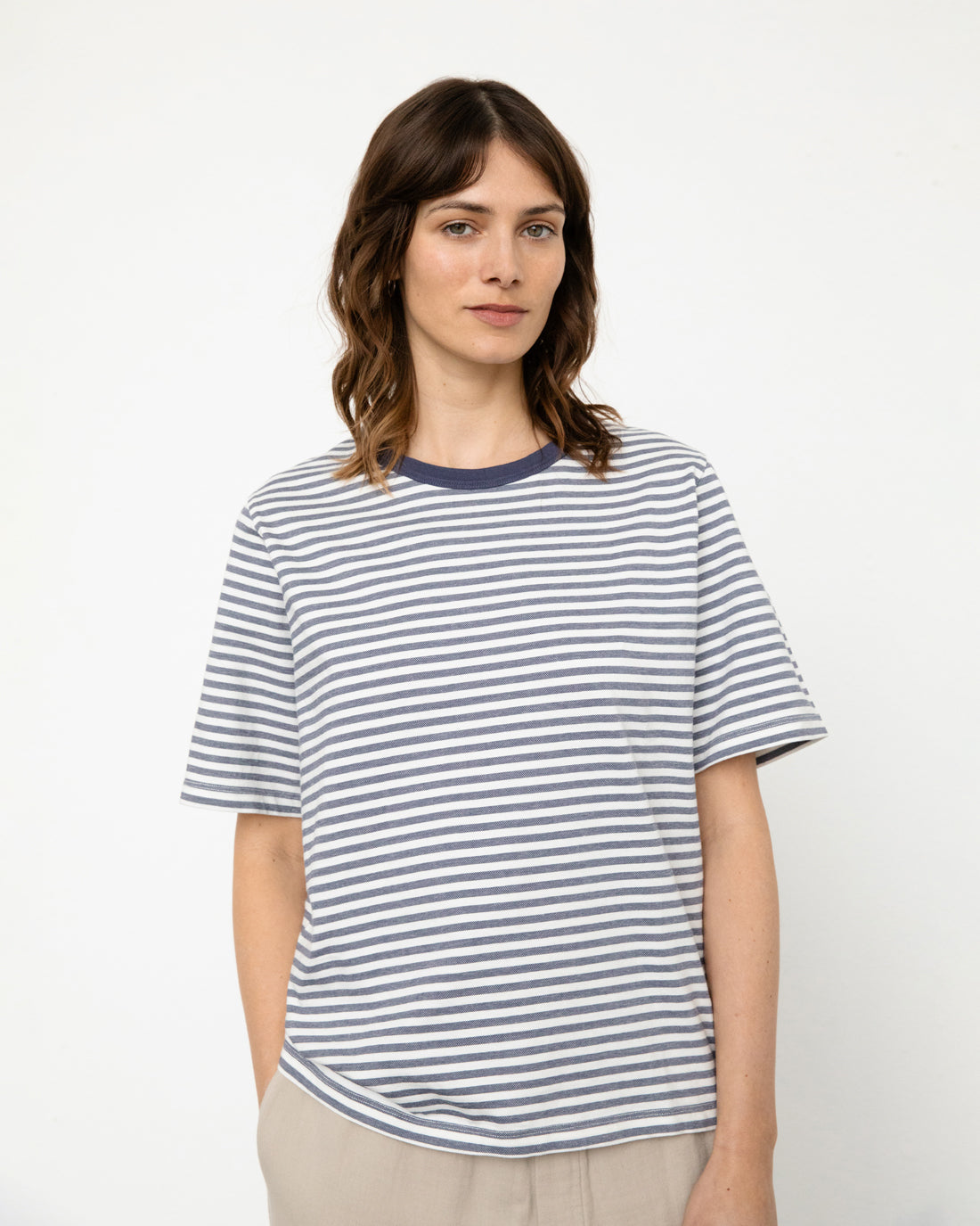 Unisex Striped T-shirt Navy/White