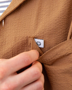 Bowling Shirt Seersucker Caramel Brown