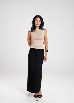 Petra Fitted High-Neck Top Beige