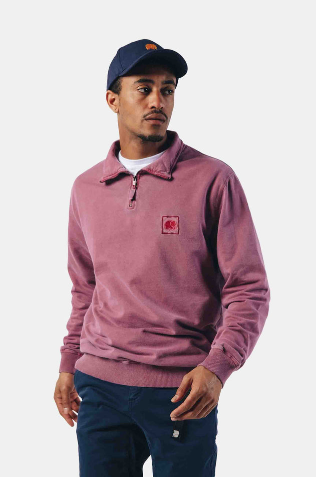 Men's Sauce Pigment Quarter Zip Sweater Garnacha Red