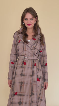 Double Breasted Coat with Front Pleats Blush of the Crown Beige