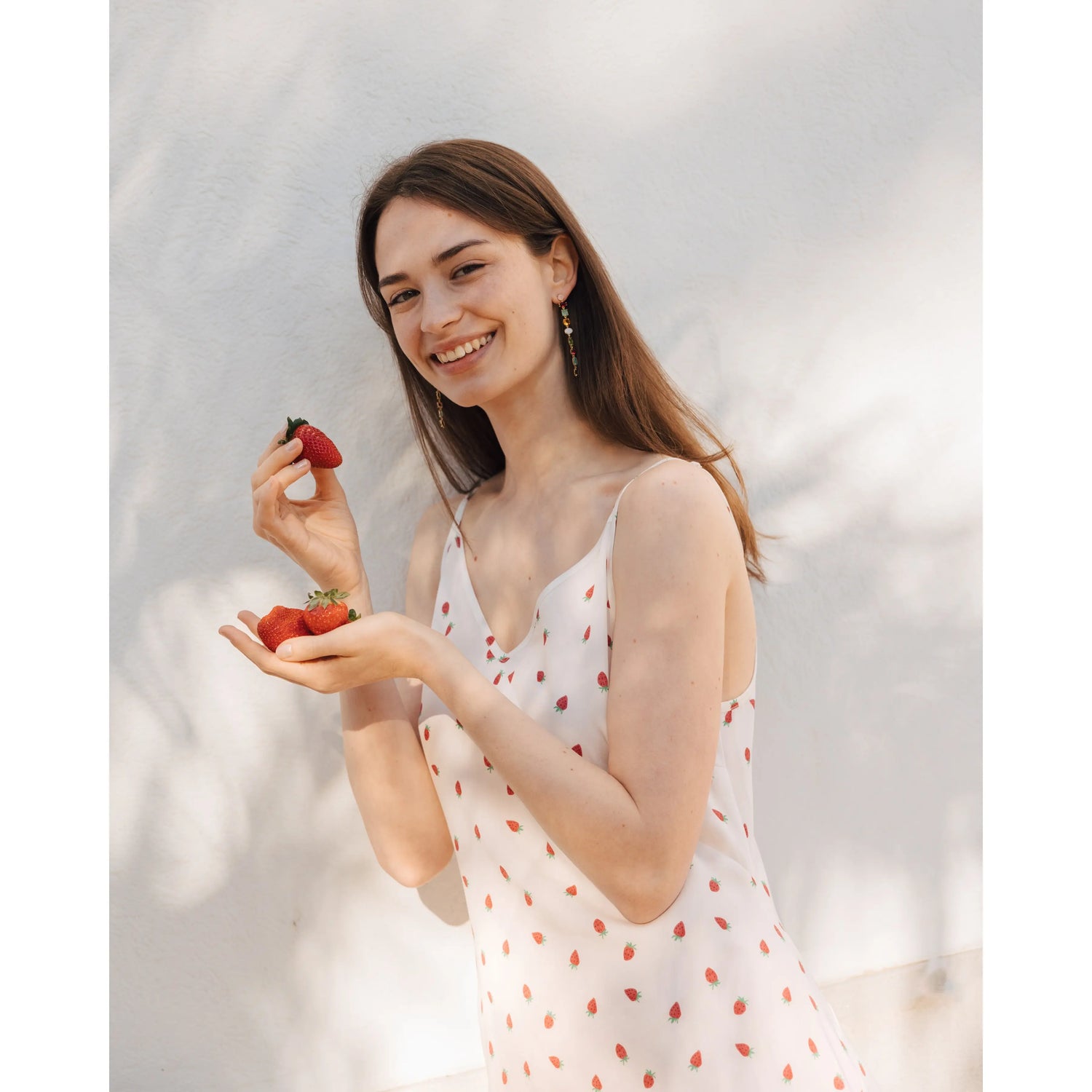 Sweet Strawberry Dress White