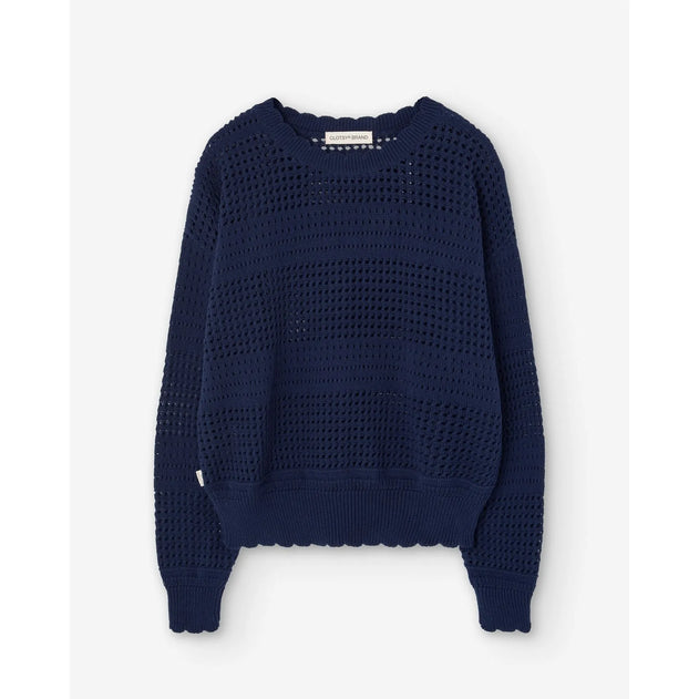 Openwork Knit Sweater Blue