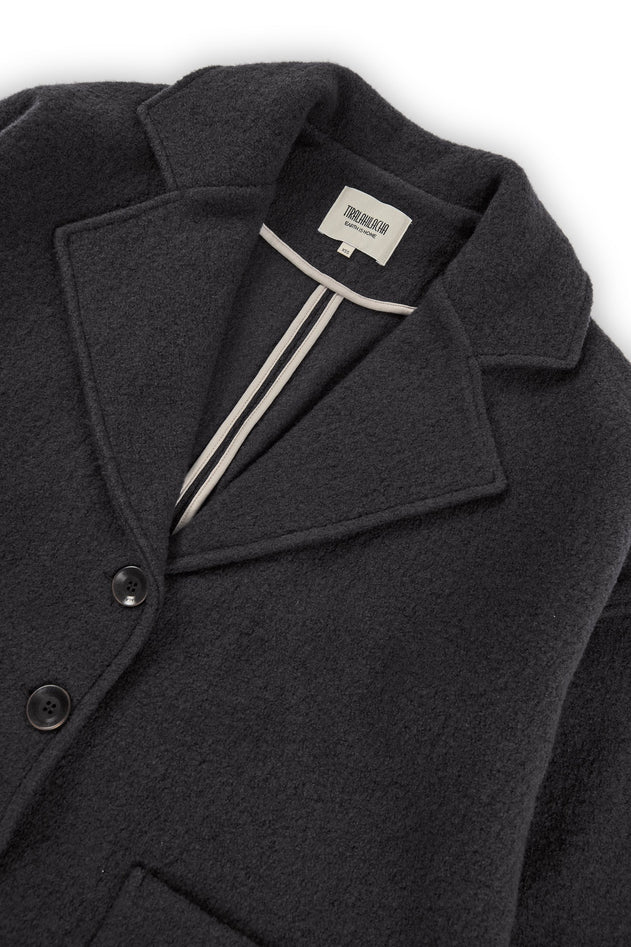 100% RWS Merino Wool Long Coat in Black