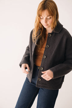 Merino Wool Short Coat in Grey