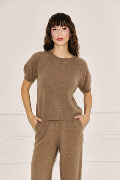 Amelié taupe short sleeve sweater