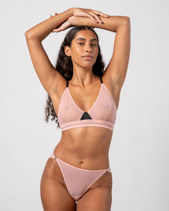 Mesh Strappy Triangle Bralette Powder Pink