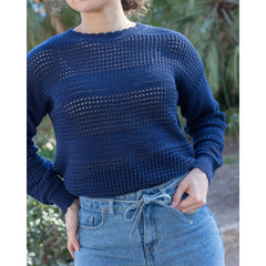 Openwork Knit Sweater Blue