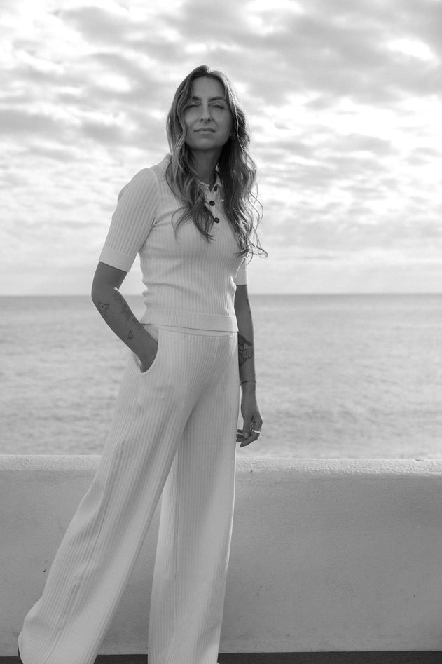 Vera Ribbed Pants White