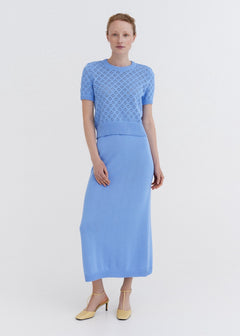 Knitted Cotton Lace Top and Skirt Set