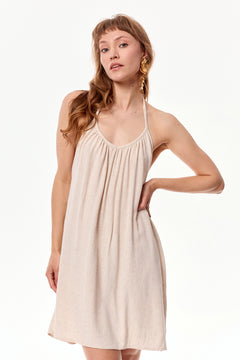Sola Open-Back Summer Dress Beige