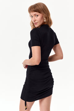 Carlo Fitted Dress With Adjustable Length Black