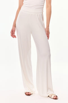 Ivy High Waist Viscose Pants Ecru
