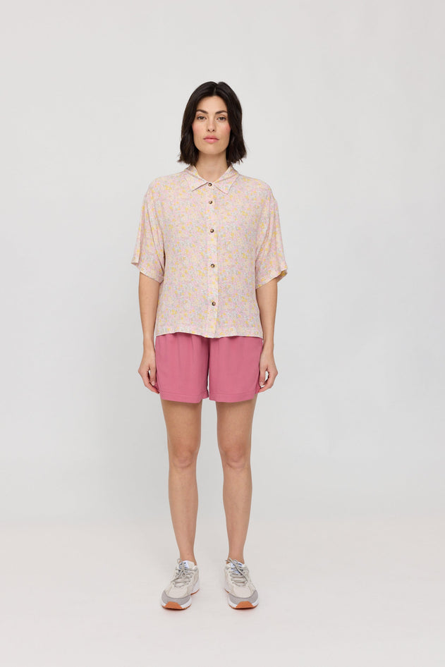 Printed Crinkle Short Sleeve Shirt