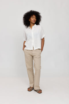 Women's Short Sleeve Linen Shirt