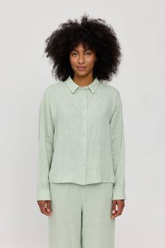 Long Sleeve Linen Button-Up Shirt