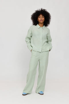 Long Sleeve Linen Button-Up Shirt