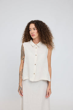 Sleeveless Linen Blouse