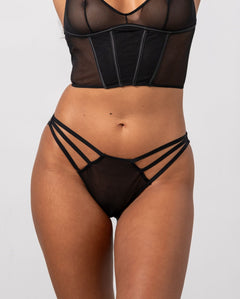 Mesh Strappy Bikini Briefs Black