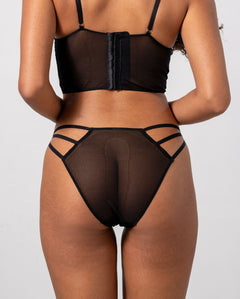 Mesh Strappy Bikini Briefs Black