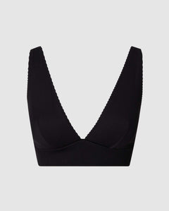 Plunge Bikini Top Black Rib