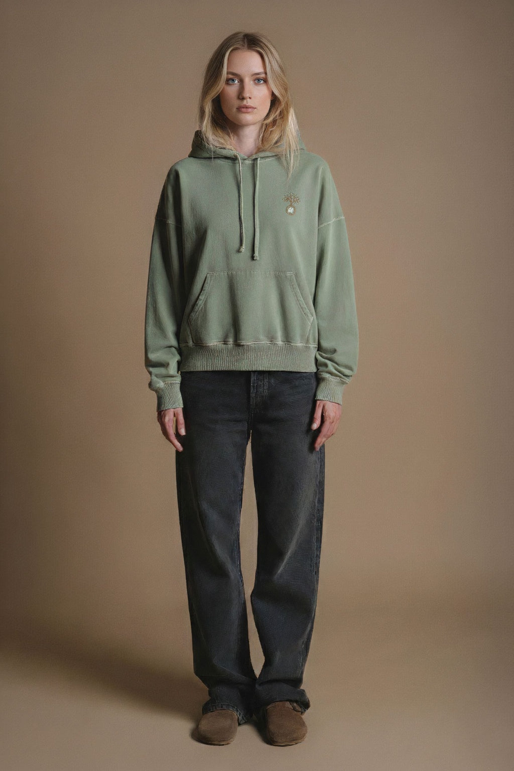 Women's Cepaes Pigment Heavyweight Oversized Hoodie Silver Green