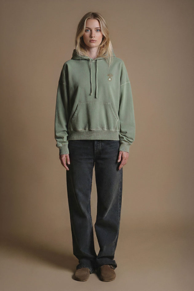 Women's Cepaes Pigment Heavyweight Oversized Hoodie Silver Green
