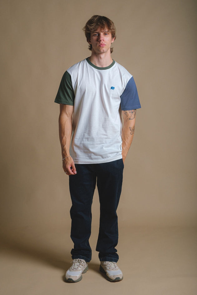 Organic Color Block T-Shirt Natural
