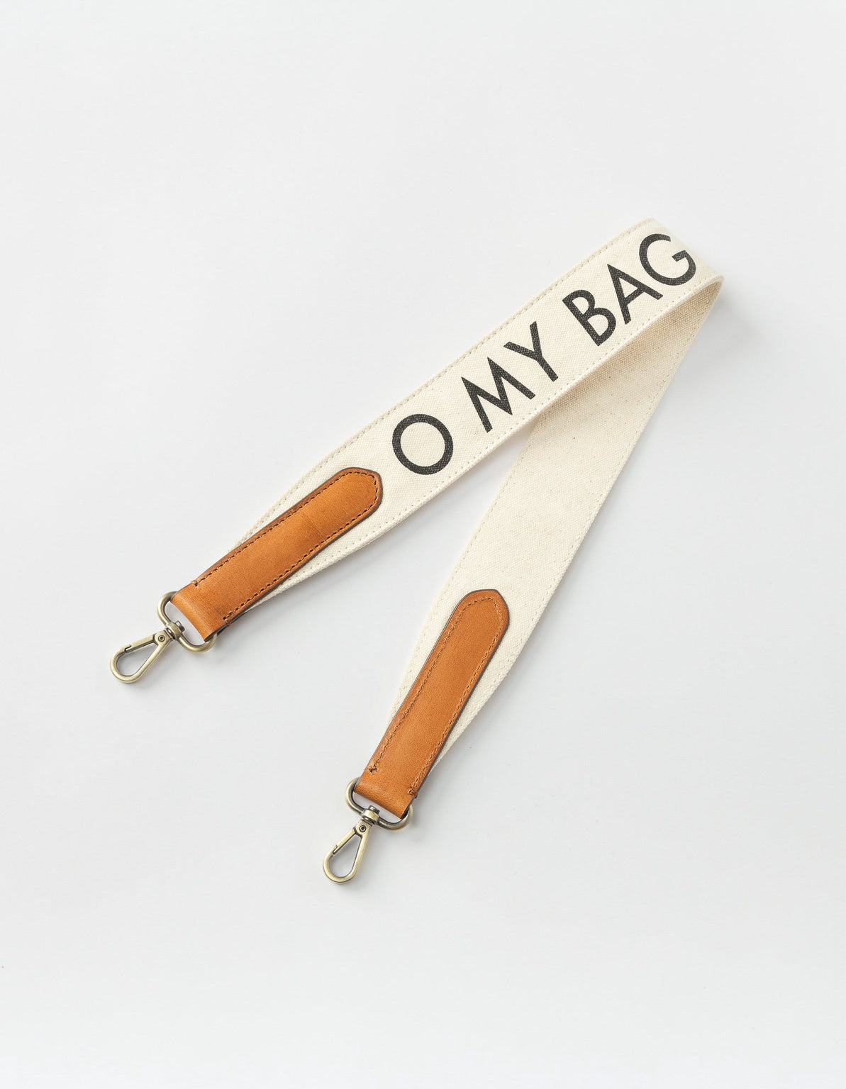Shoulder Canvas Logo Strap White & Cognac Classic Leather