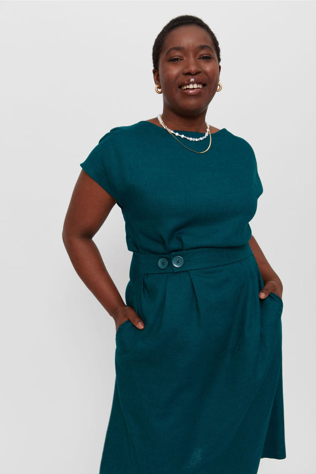 Sati Midi Dress With Boat Neck Deep Teal