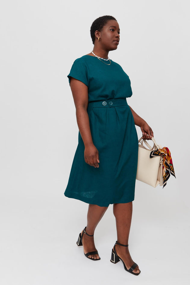 Sati Midi Dress With Boat Neck Deep Teal