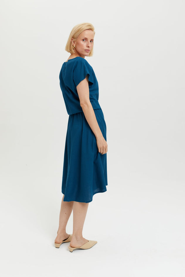 Nane Dress Short Sleeves Petrol Blue