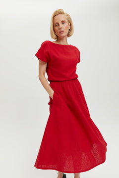 Nane Dress Short Sleeves Red