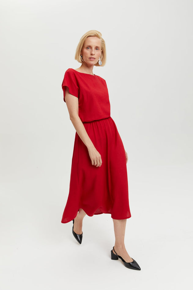 Nane Dress Short Sleeves Red