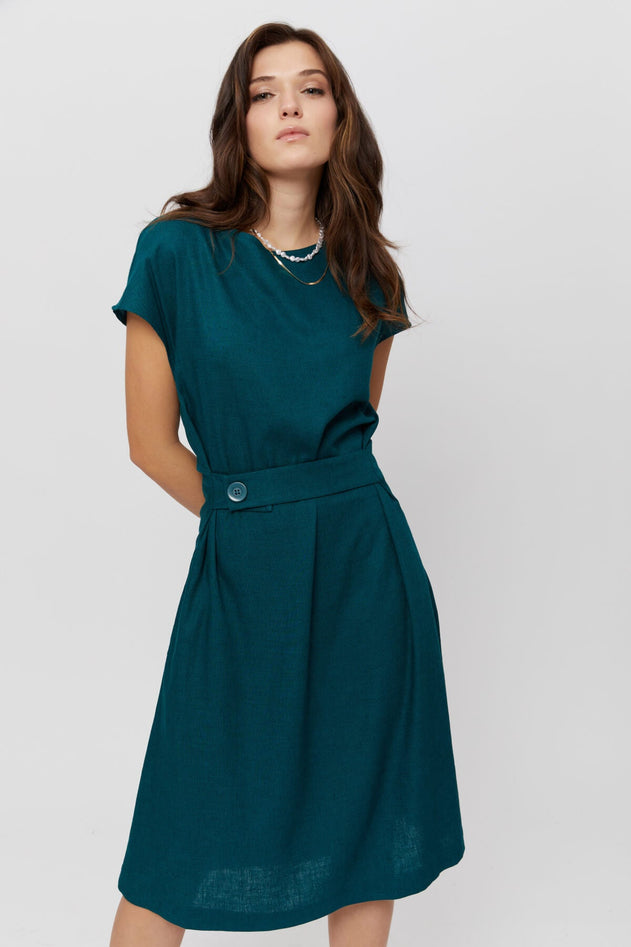 Sati Midi Dress With Boat Neck Deep Teal
