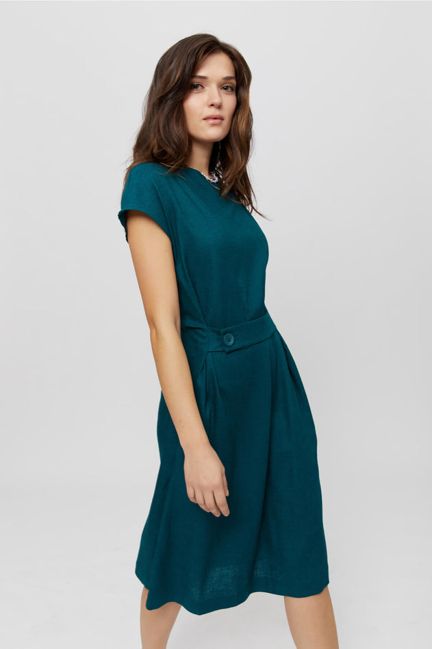 Sati Midi Dress With Boat Neck Deep Teal