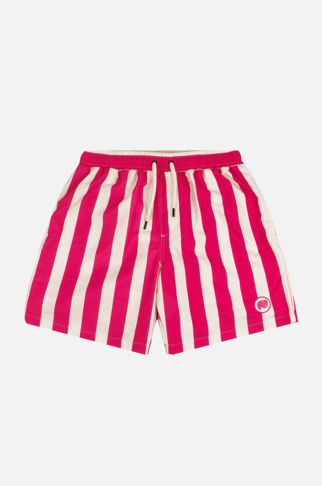 Men's Beach Club Swim Shorts Striped Fuchsia