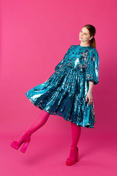 Dishy Dress Sequin Turquoise