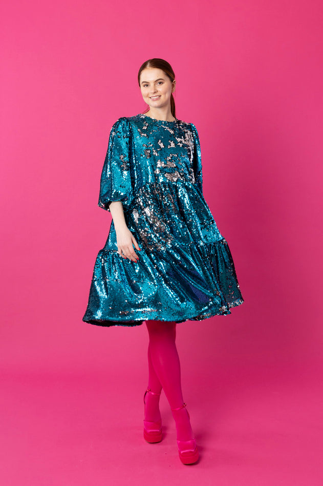 Dishy Dress Sequin Turquoise