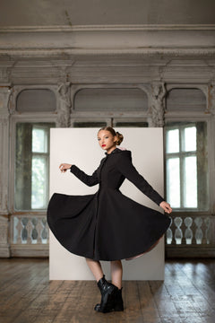 Fit and Flare Raincoat with Full Circle Hem Midnight Black