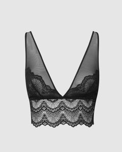 Lace Mesh Plunge Bralette Top Saboteur