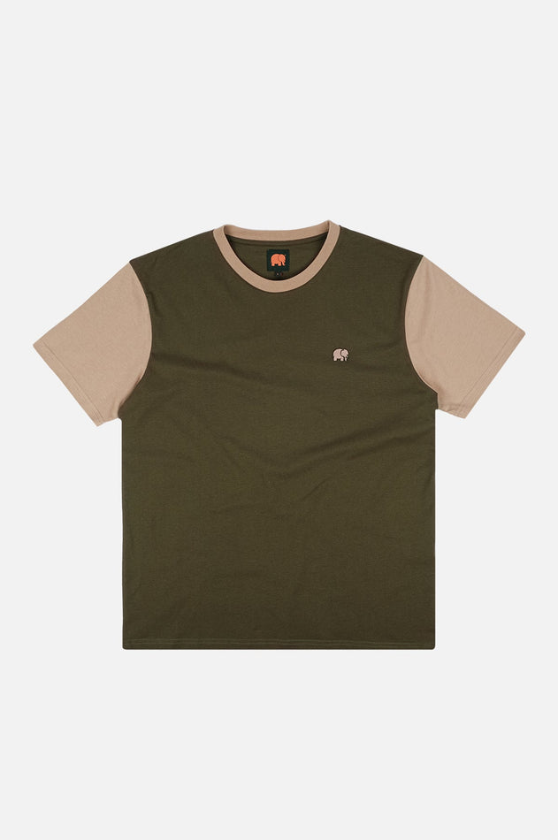 Color Block T-Shirt Dark Olive/Incense