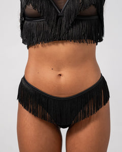 Fringe Thong Black