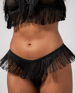 Fringe Thong Black