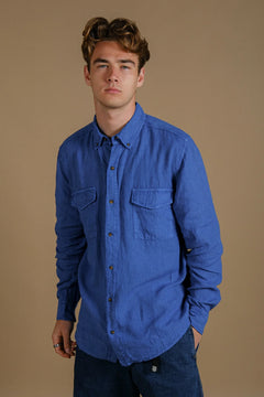 Men's San Gabriel Linen Long Sleeve Camp Shirt Tidepool Blue