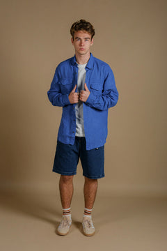 Men's San Gabriel Linen Long Sleeve Camp Shirt Tidepool Blue