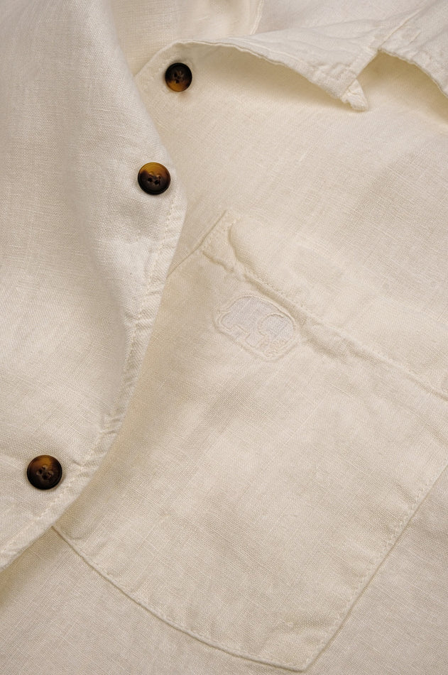 Men's San Miguel Linen Short Sleeve Camp Shirt Foam White