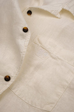 Men's San Miguel Linen Short Sleeve Camp Shirt Foam White